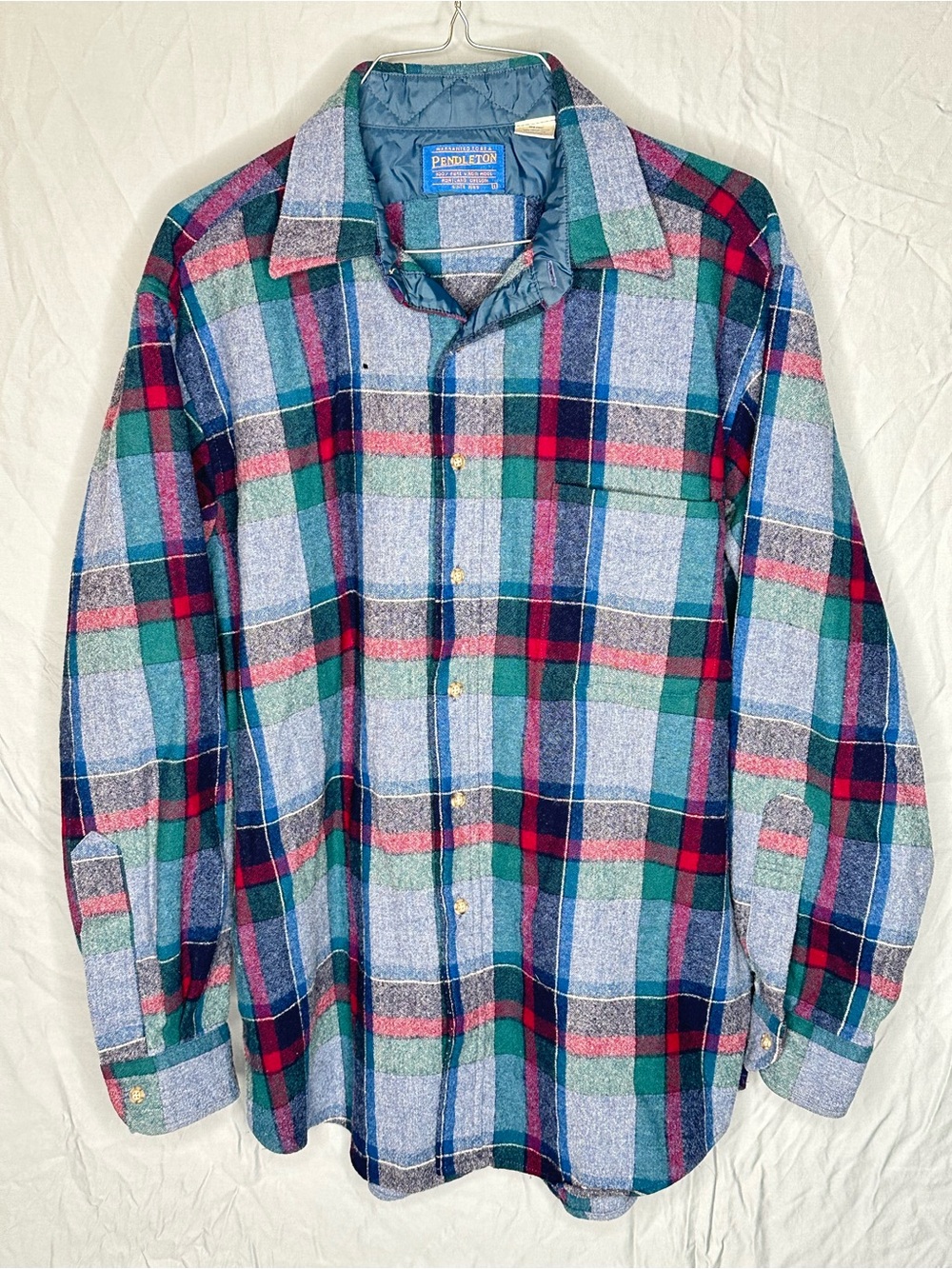 Vintage Pendleton 100% Virgin Wool Plaid Board Shirt USA Men’s Large